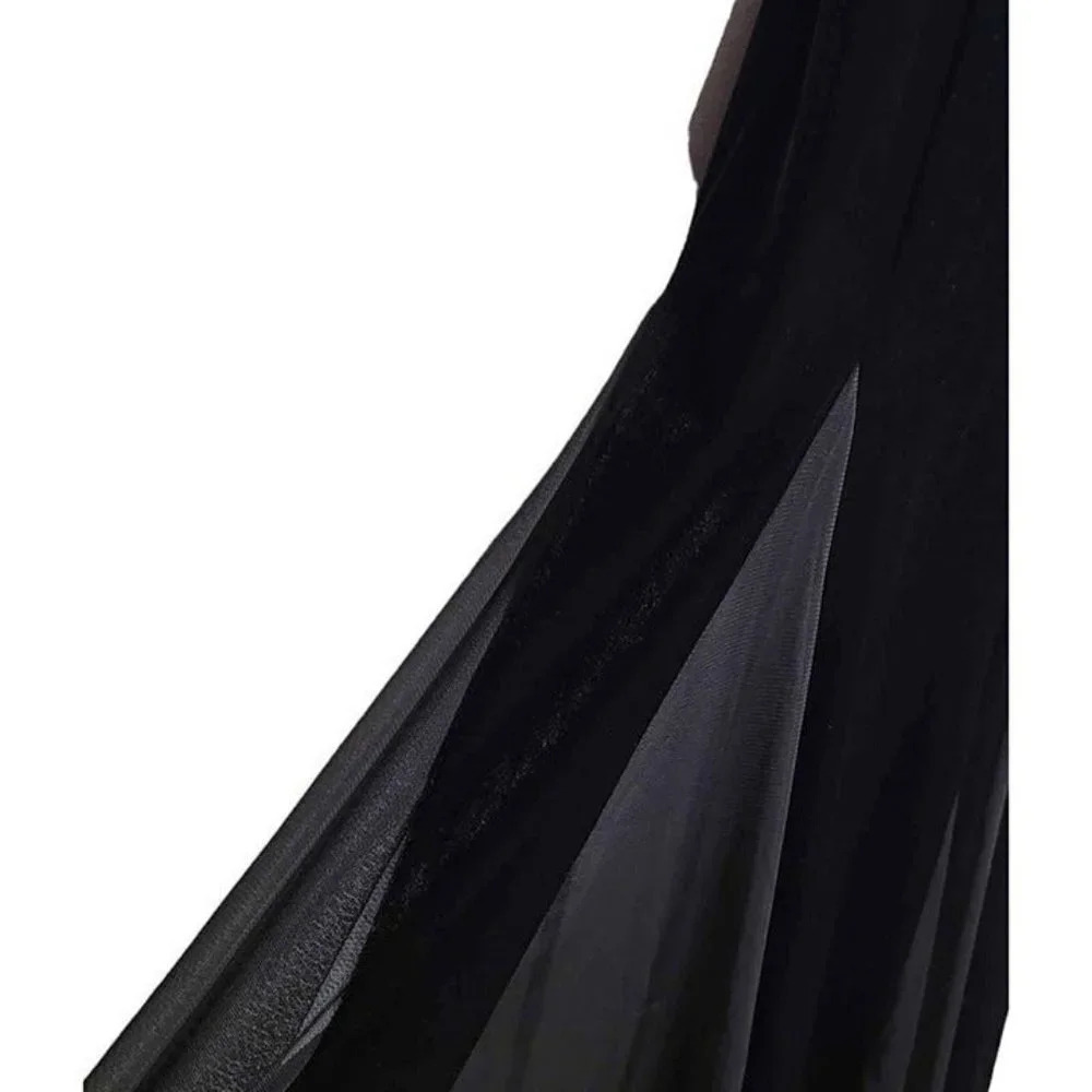 New Jessica Howard Evening Sequin Neckline Stretch Dress Black Velvet Feel 12 - Picture 5 of 8